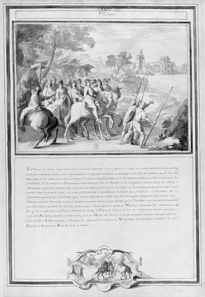 Louis II de Bourbon, Prince of Conde with his Brother, Armand de Bourbon, Prince of Conti and Henri II de Longueville Riding to Vincennes, 18th January by French School